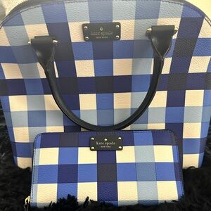 Kate Spade Blue Checkered Dome Purse & Wallet